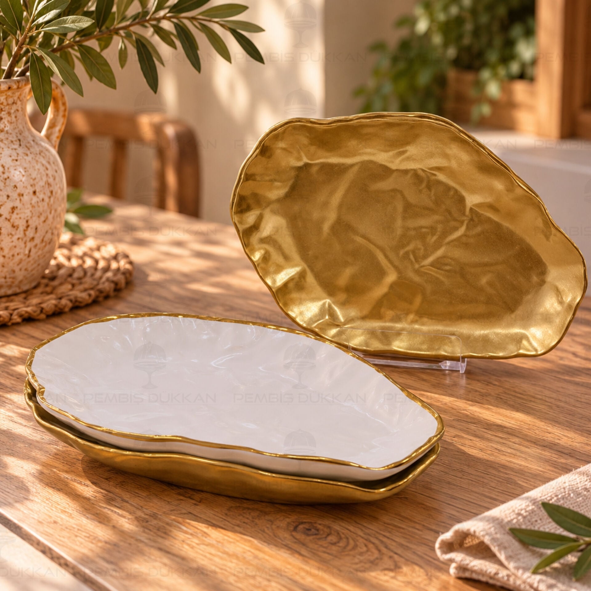 Ligne Dor Gold- Beyaz 4lü Tabak 141209