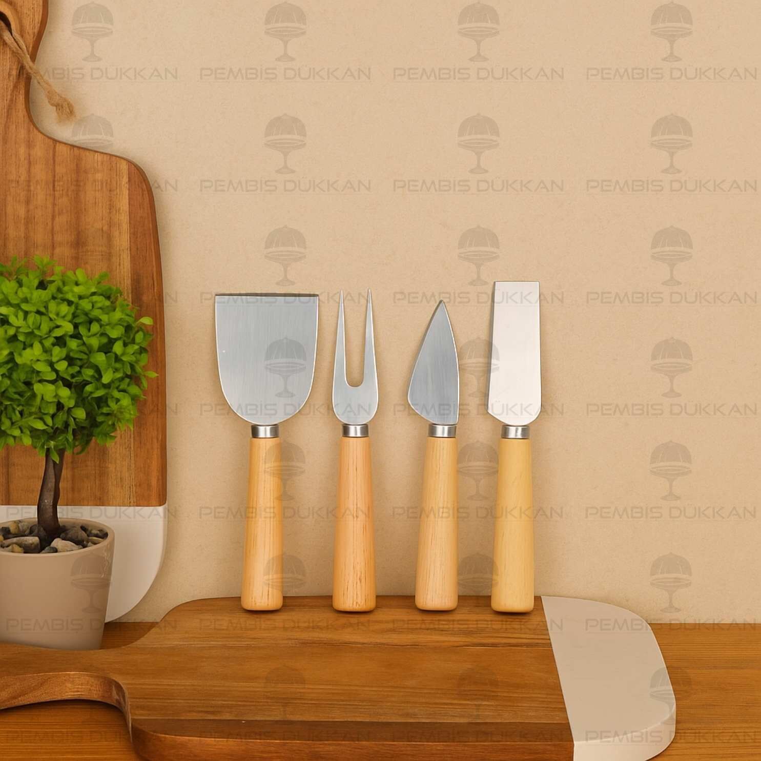 4LÜ BAMBU SAPLI PEYNİR BIÇAĞI SETİ (811)