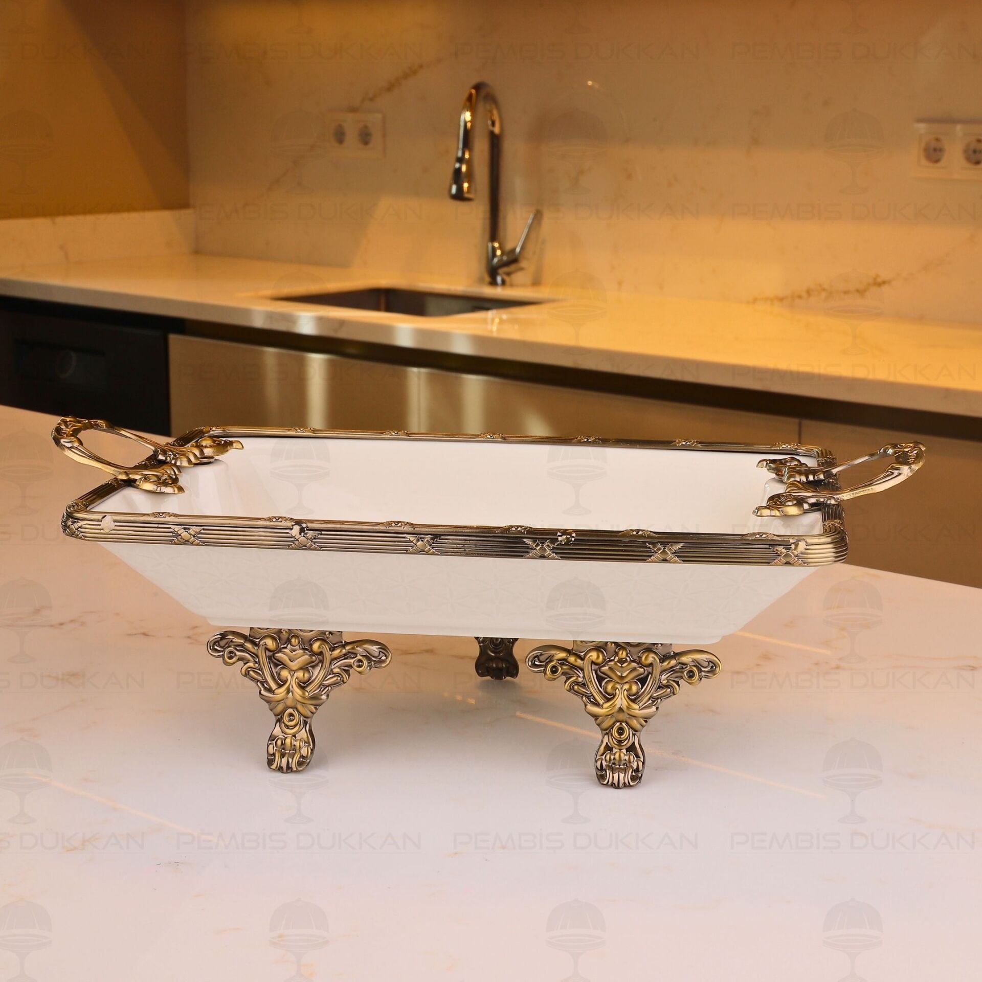 CLASSY DİKD.DERİN SUNUM TABAK ANTİK 20*36*10CM (YNG 013)