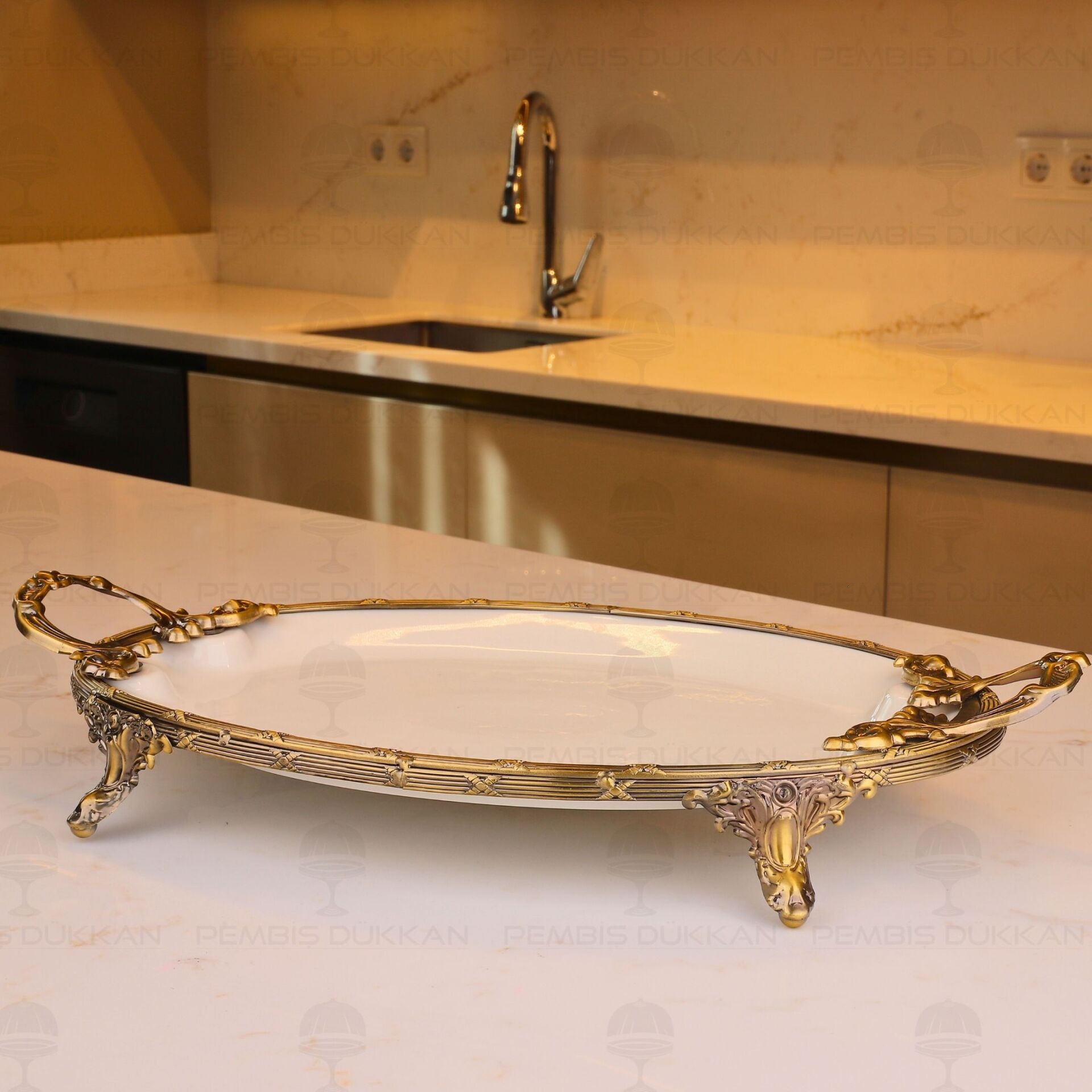 CLASSY OVAL SUNUM TABAK ANTİK 25X42CM (YNG 006)