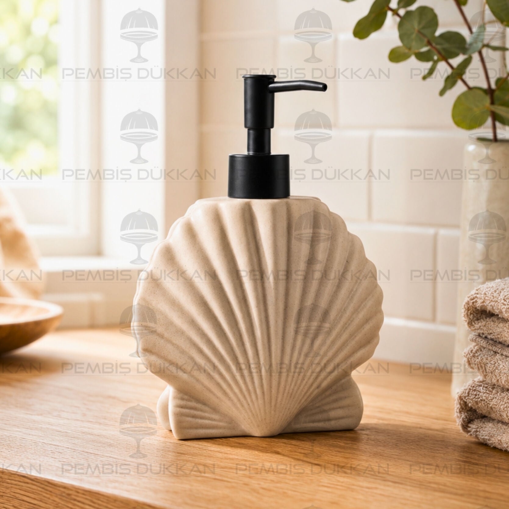 Krem İstiridye Polyresin Sıvı Sabunluk (56601)