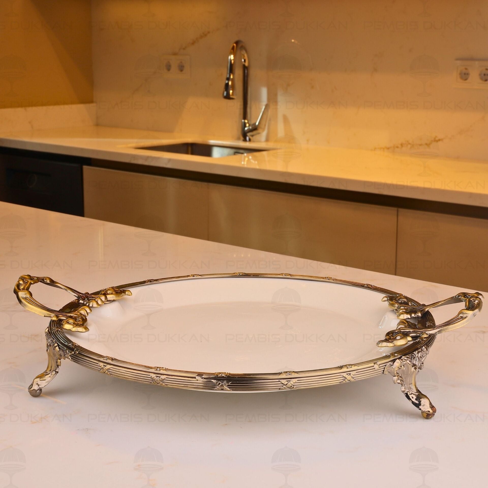 CLASSY YUVARLAK SUNUM TABAK ANTİK 32X38CM (YNG 008)