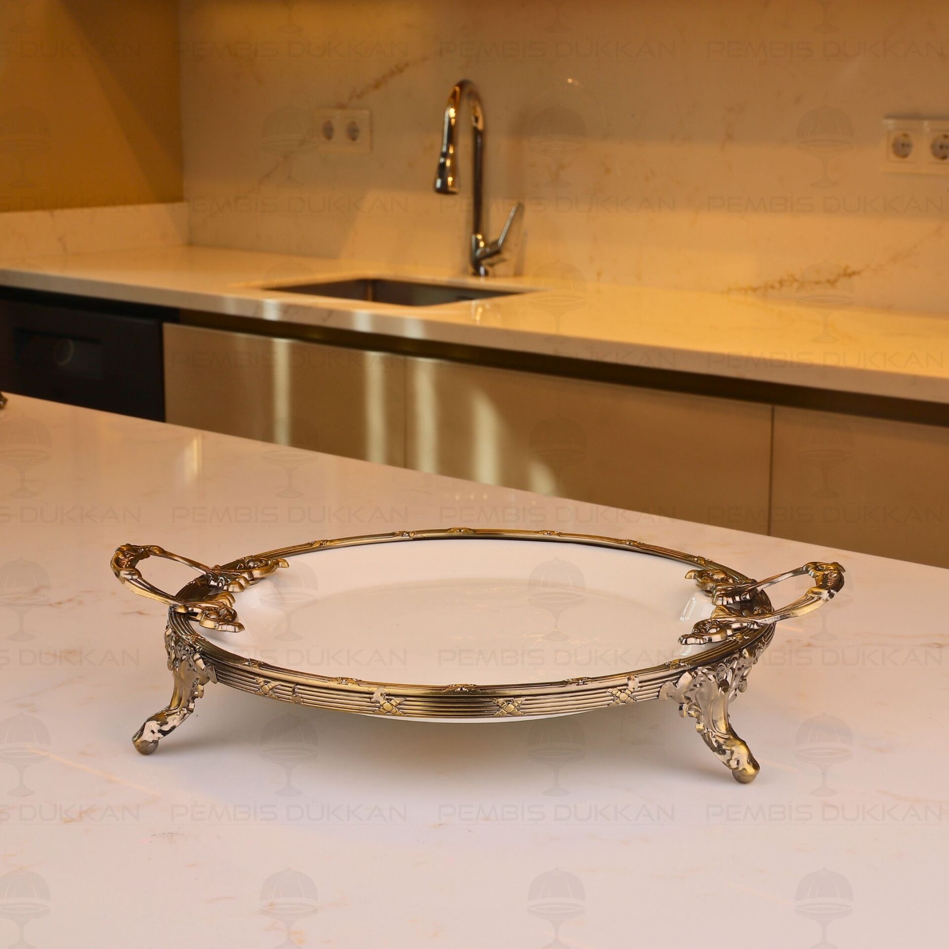 CLASSY YUVARLAK SUNUM TABAK ANTİK 26X32CM (YNG 007)