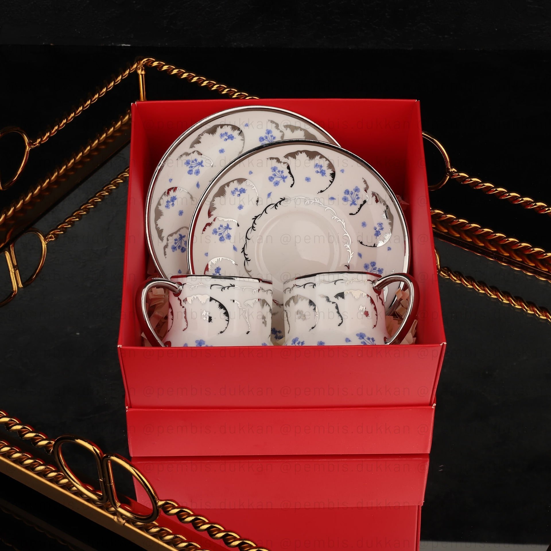 2 KİŞİLİK BLUE HEDİYE KUTULU FİNCAN SET