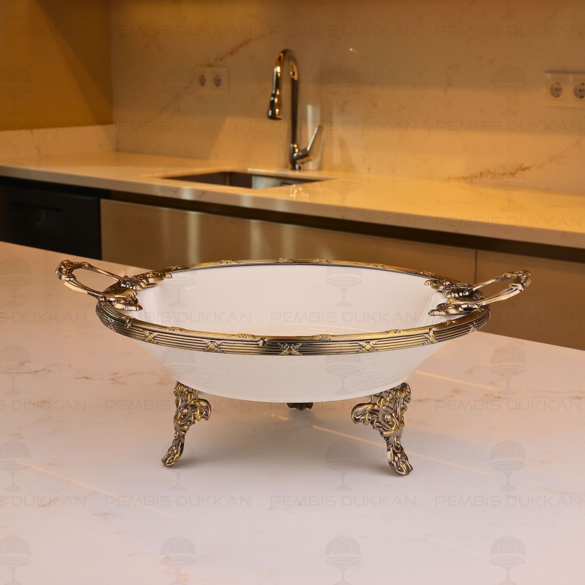 CLASSY YUVARLAK DERİN SUNUM TABAK ANTİK 26X32X10CM (YNG 012)