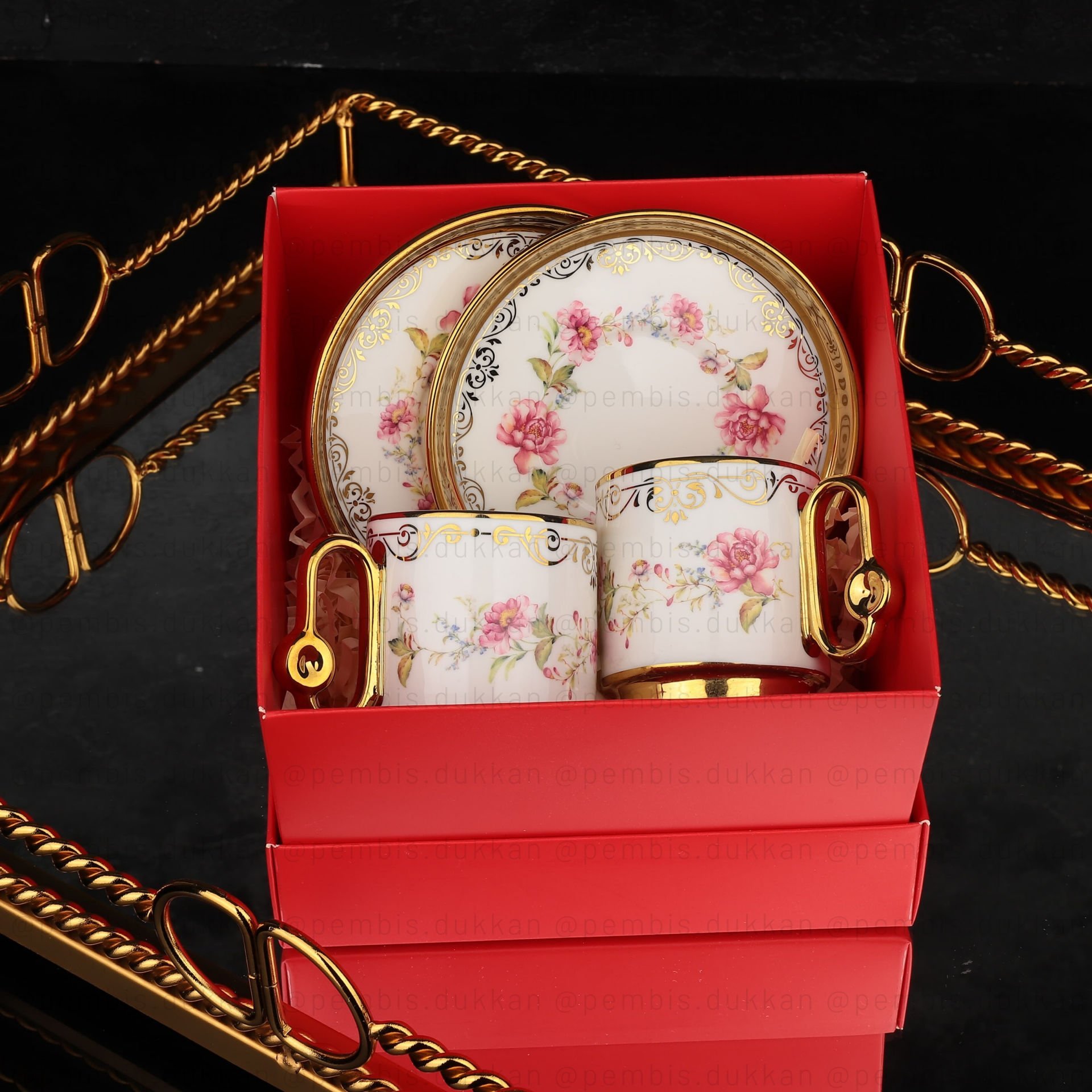 2 KİŞİLİK ROSE HEDİYE KUTULU FİNCAN SET