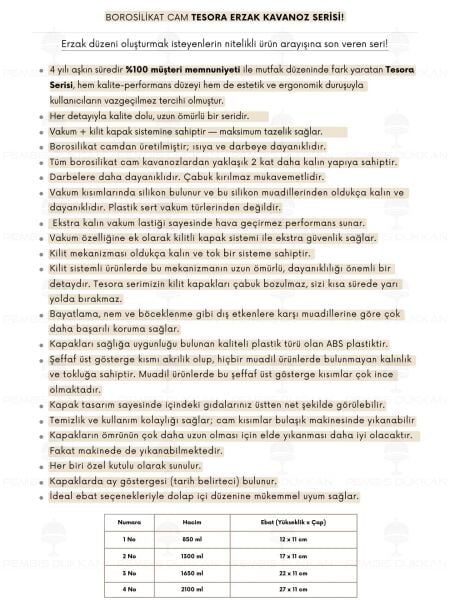 8Lİ SİYAH TESORA, ERZAK KAVANOZ SETİ (1300ML-1650ML)