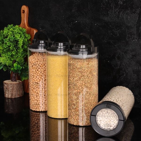 4LÜ SİYAH TESORA, 2100ML ERZAK KAVANOZ SETİ