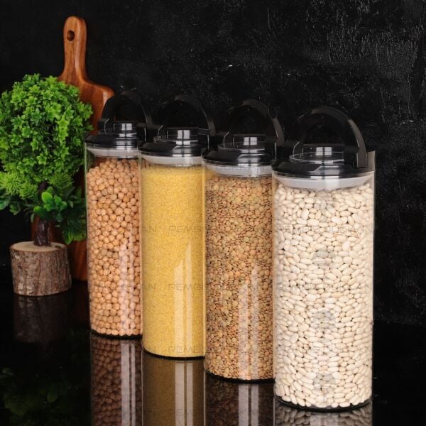 4LÜ SİYAH TESORA, 2100ML ERZAK KAVANOZ SETİ