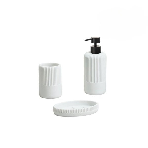 3LÜ BEYAZ POLYRESİN, BANYO SABUNLUK SET (56792)