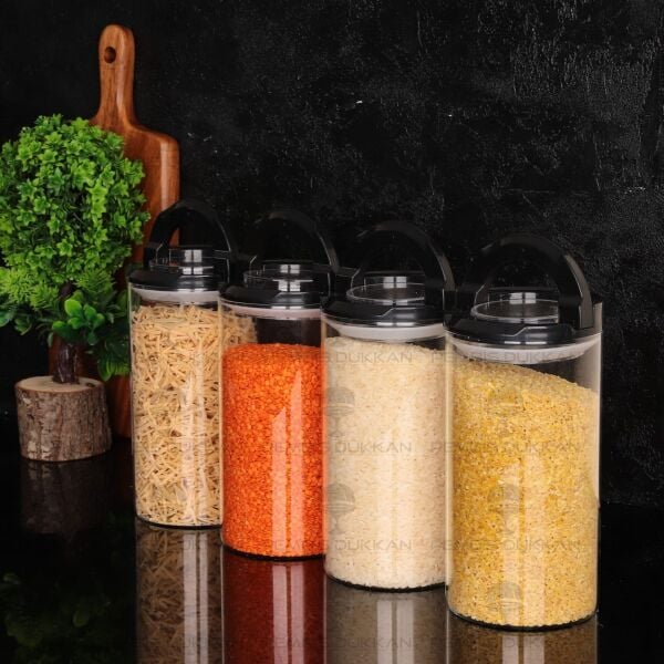 4LÜ SİYAH TESORA 1650ML ERZAK KAVANOZ SETİ