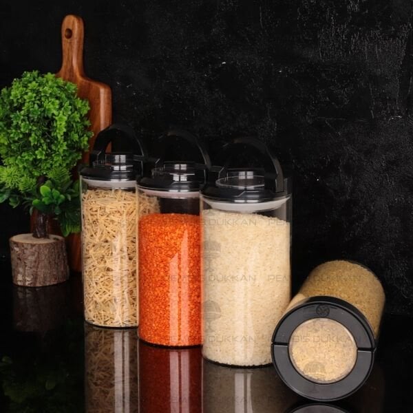 4LÜ SİYAH TESORA 1650ML ERZAK KAVANOZ SETİ