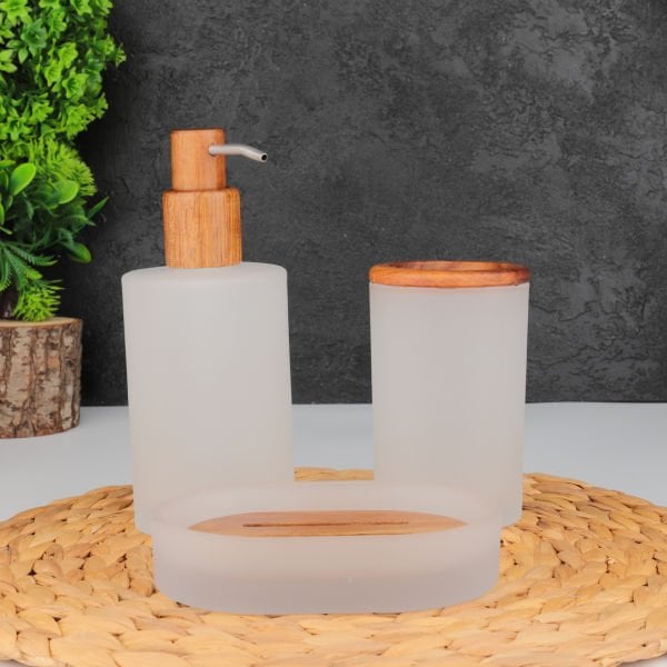 3LÜ BUZLU CAM, BOHEM SABUNLUK SET (56797)