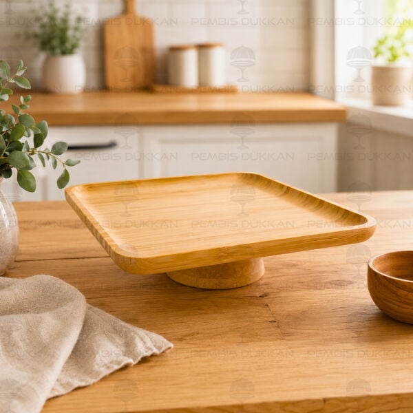 Bambu 20cm Kare, Ayaklı Büyük Sunumluk (1291)