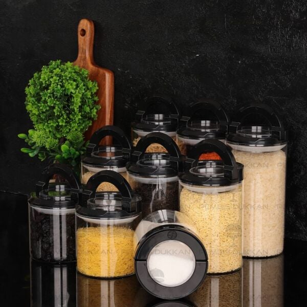 9LU SİYAH TESORA, ERZAK KAVANOZ SETİ (850ML-1300ML-1650ML)