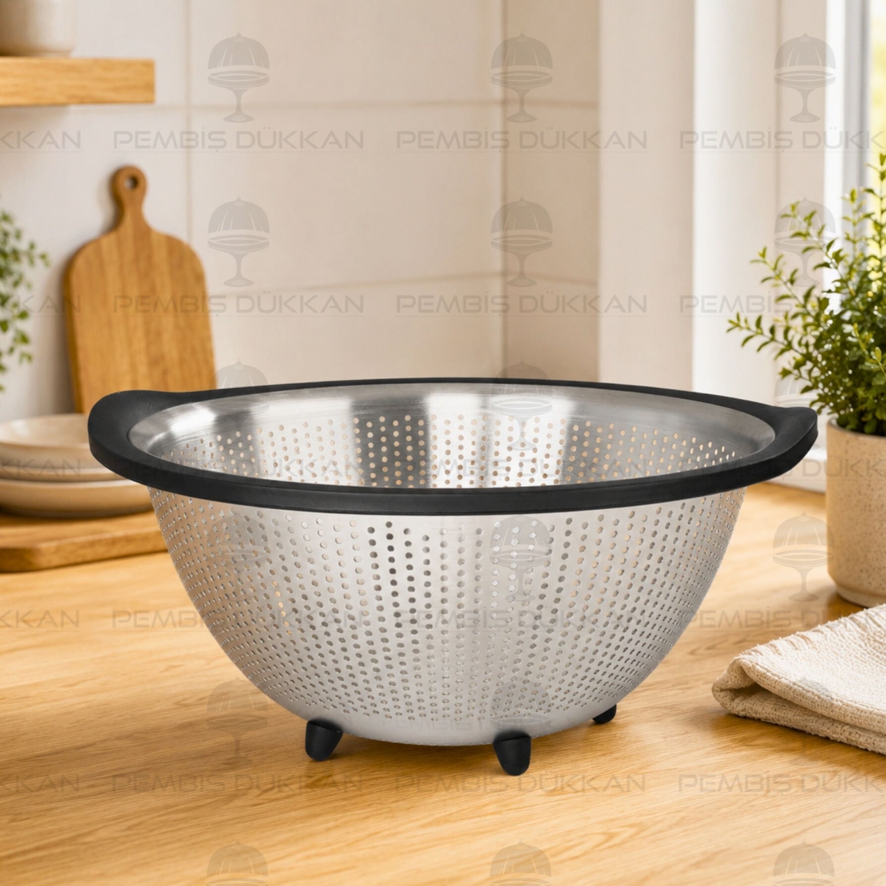 Gastro 29 cm Siyah Ayaklı 18/10 Paslanmaz Çelik Süzgeç (SUZ-08)