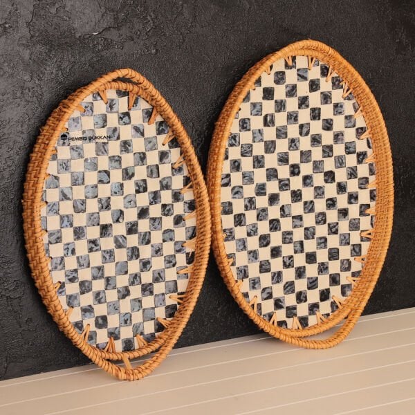 2Lİ SEDEF DAMALI OVAL TEPSİ (1472-1473)