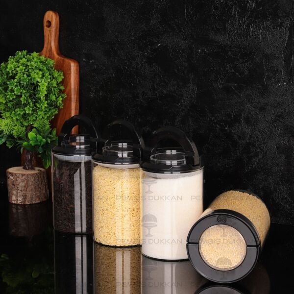 4LÜ SİYAH TESORA, 1300ML ERZAK KAVANOZ SETİ