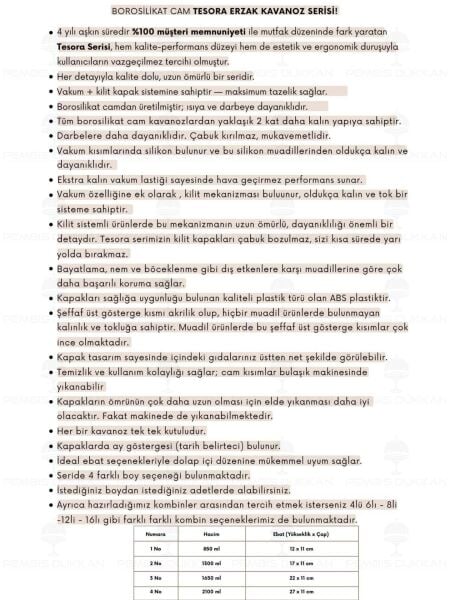 4LÜ SİYAH TESORA, 850ML ERZAK KAVANOZ SETİ