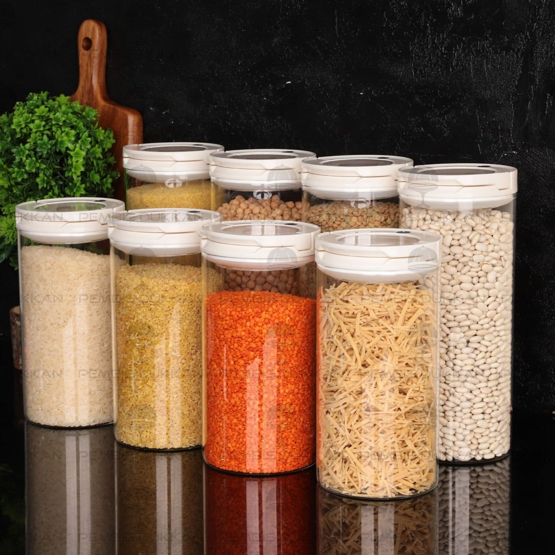 8Lİ BEYAZ TESORA, ERZAK KAVANOZ SETİ (2100ML-1650ML)