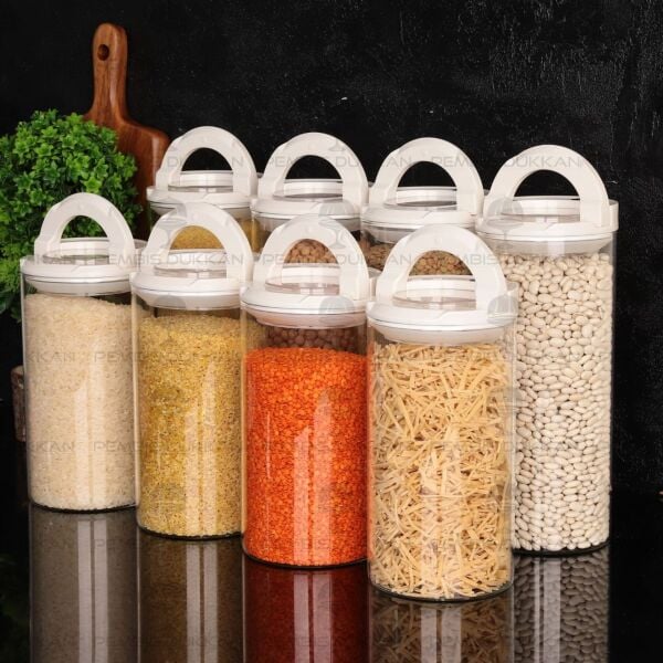 8Lİ BEYAZ TESORA, ERZAK KAVANOZ SETİ (2100ML-1650ML)