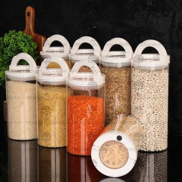 8Lİ BEYAZ TESORA, ERZAK KAVANOZ SETİ (2100ML-1650ML)