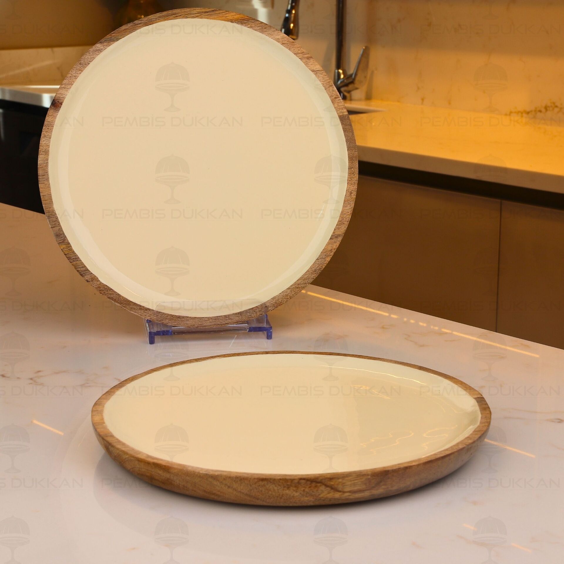 1 ADET MANGO AGACI 25CM KREM SERVİS TABAGI (THN38117)