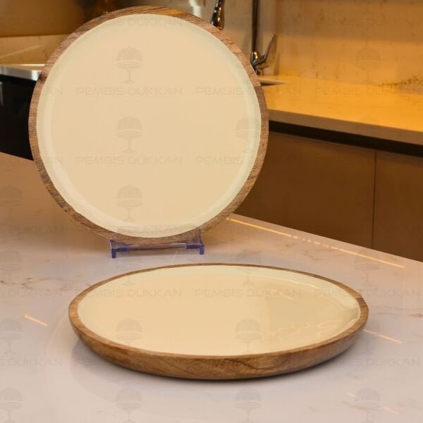 1 ADET MANGO AGACI 25CM KREM SERVİS TABAGI (THN38117)