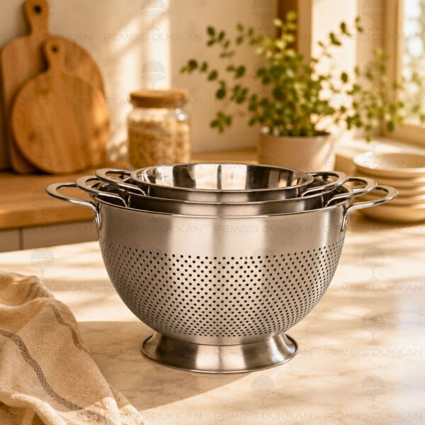 Gastro 26 cm Ayaklı 18/10 Paslanmaz Çelik Süzgeç (Cha-04)