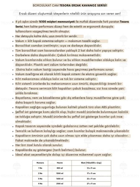 8Lİ GRİ TESORA, ERZAK KAVANOZ SETİ (850ML-1300ML-1650ML-2100ML)