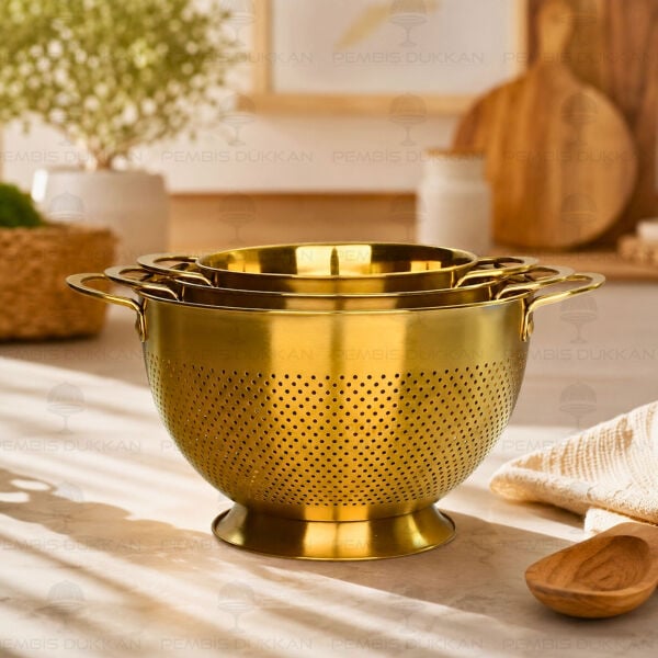 Gastro Gold 26 cm Ayaklı 18/10 Paslanmaz Çelik Süzgeç (Cha-08)