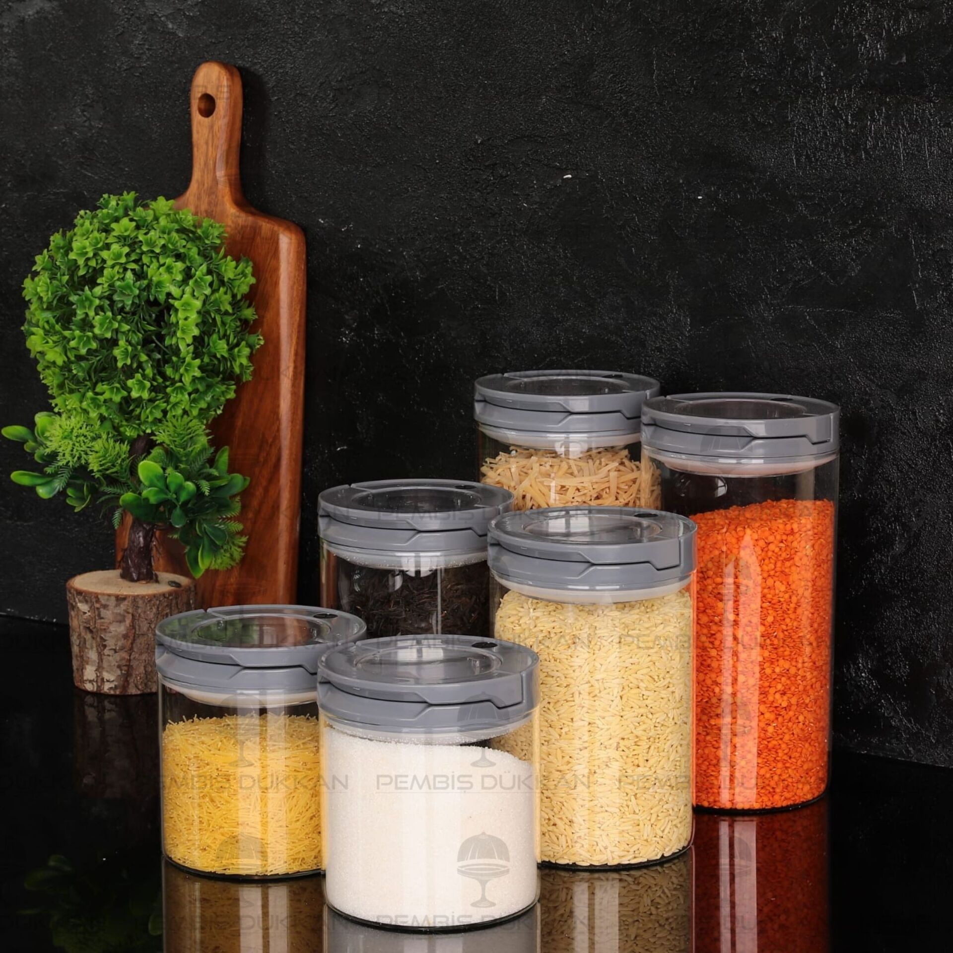 6LI GRİ TESORA ERZAK KAVANOZ SETİ 850ML-1300ML-1650ML