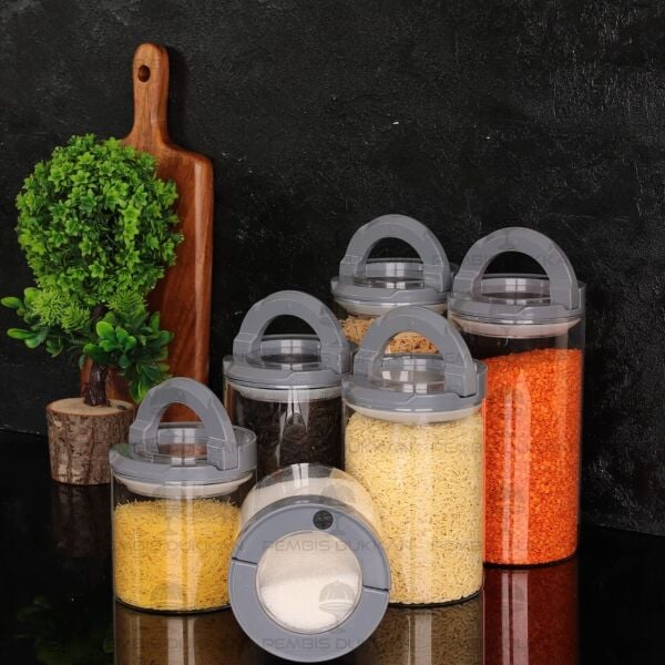 6LI GRİ TESORA ERZAK KAVANOZ SETİ 850ML-1300ML-1650ML