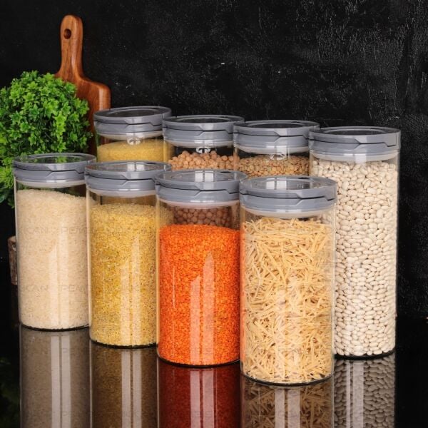 8Lİ GRİ TESORA, ERZAK KAVANOZ SETİ (2100ML-1650ML)