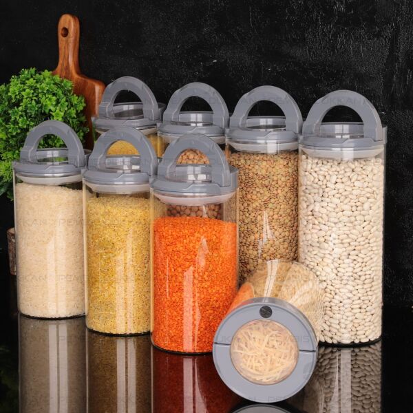 8Lİ GRİ TESORA, ERZAK KAVANOZ SETİ (2100ML-1650ML)