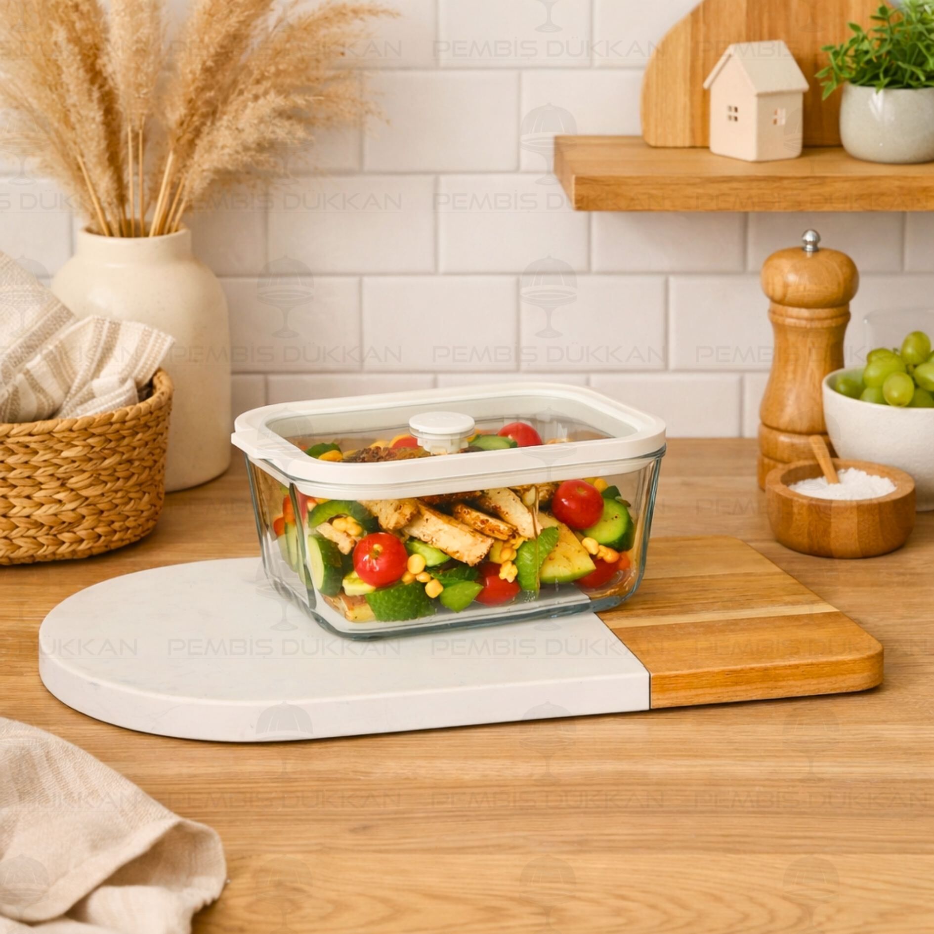 KREM 800ML SİLİKON VAKUMLU, CAM SAKLAMA KABI (3H02W)