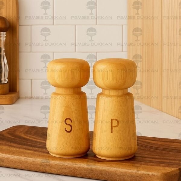 MİEN 2 Lİ  BAMBU TUZLUK & BAHARATLIK