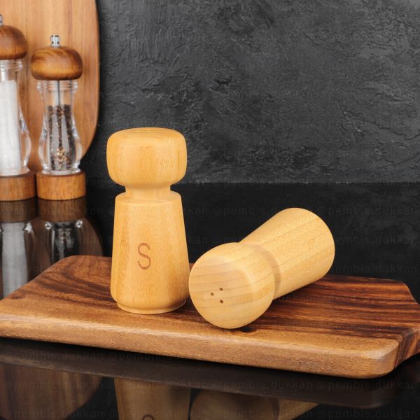 2Lİ BAMBU BOHEM TUZLUK & BİBERLİK (7B166-7B167)
