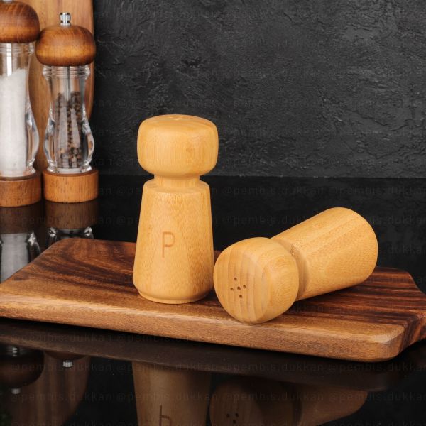 2Lİ BAMBU BOHEM TUZLUK & BİBERLİK (7B166-7B167)