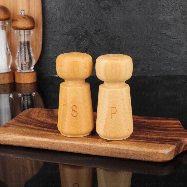 2Lİ BAMBU BOHEM TUZLUK & BİBERLİK (7B166-7B167)