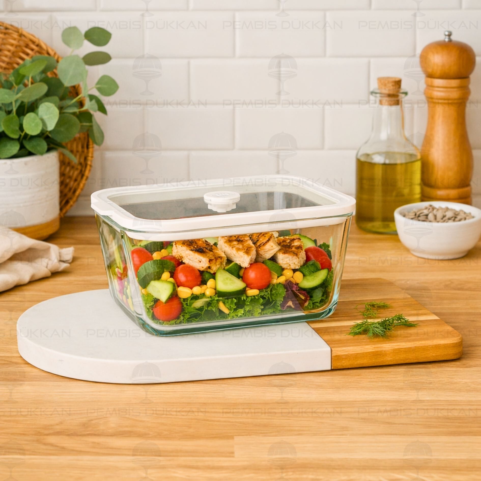 KREM 1380ML SİLİKON VAKUMLU, CAM SAKLAMA KABI (3H03W)