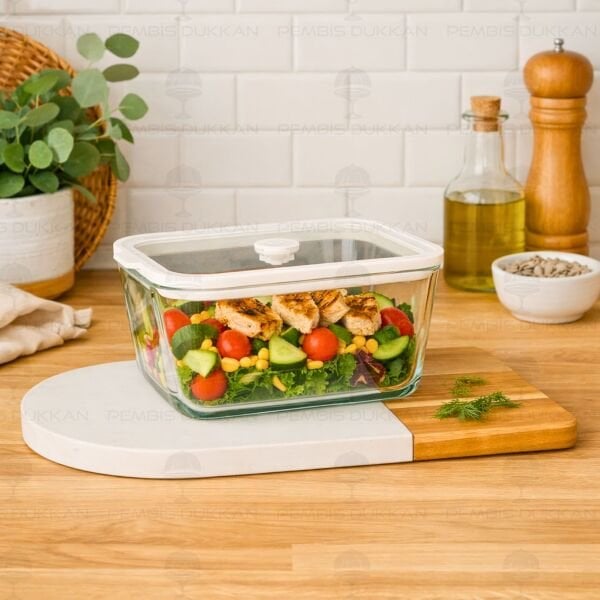 KREM 1380ML SİLİKON VAKUMLU, CAM SAKLAMA KABI (3H03W)