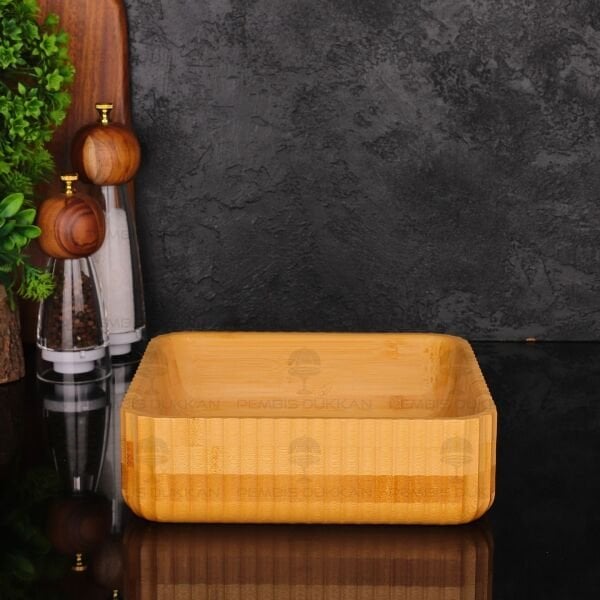 BAMBU KARE BÜYÜK SALATA - MEZE SERVİS & MEYVELİK KASE (7B172)