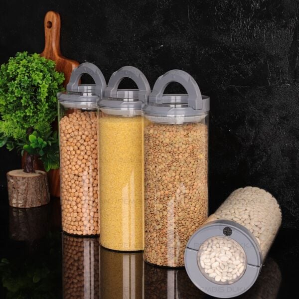 4LÜ GRİ TESORA, 2100ML ERZAK KAVANOZ SETİ