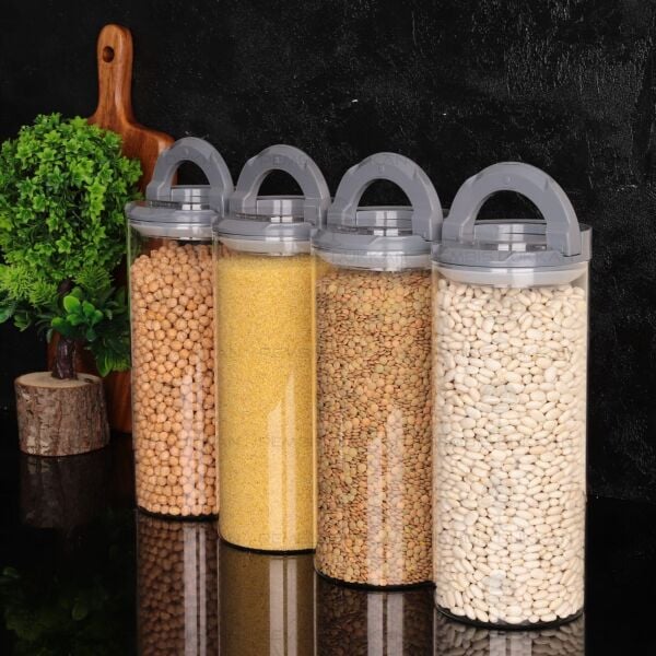 4LÜ GRİ TESORA, 2100ML ERZAK KAVANOZ SETİ