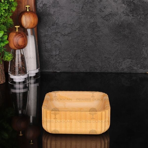 1 ADET KARE KENAR ÇİZGİLİ BAMBU KASE 14 CM (7B171)