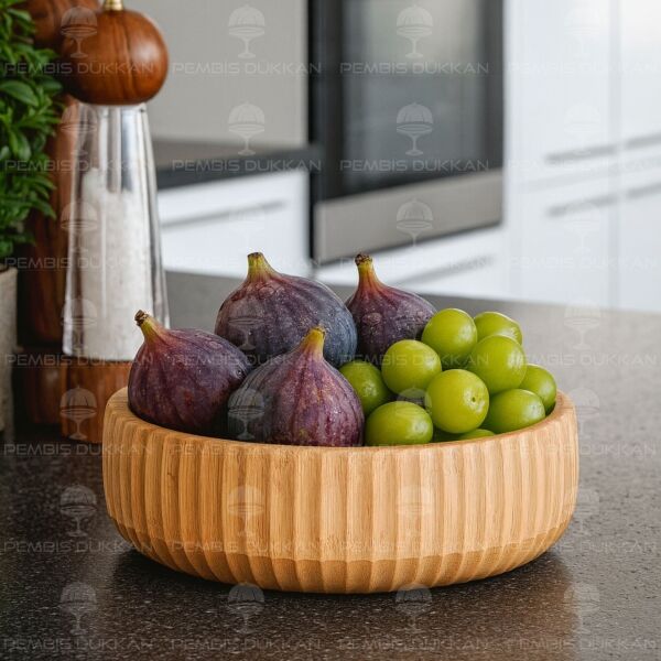 1 ADET KENAR BAMBU KENAR ÇİZGİLİ KASE BÜYÜK BOY (7B03)