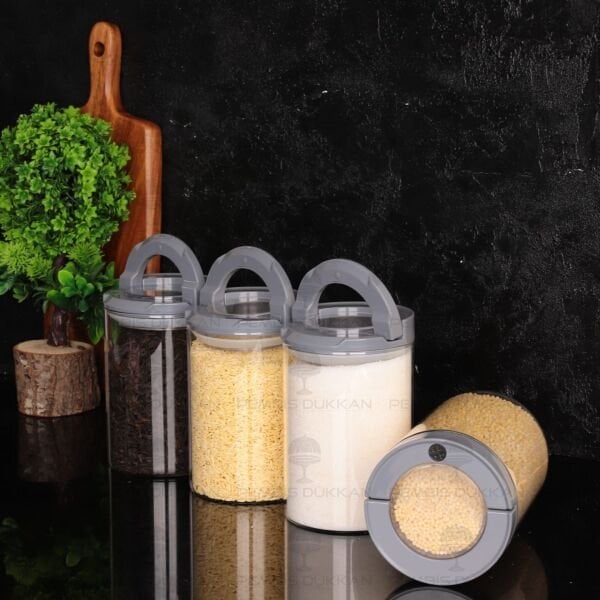 4LÜ GRİ TESORA, 1300ML ERZAK KAVANOZ SETİ