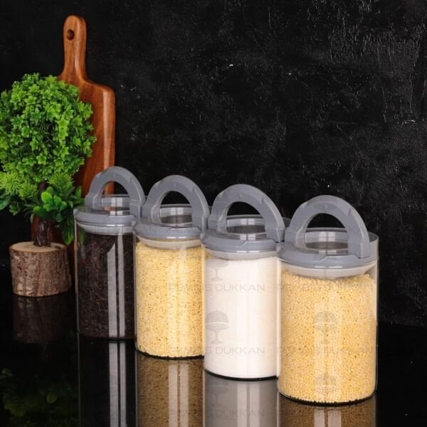 4LÜ GRİ TESORA, 1300ML ERZAK KAVANOZ SETİ