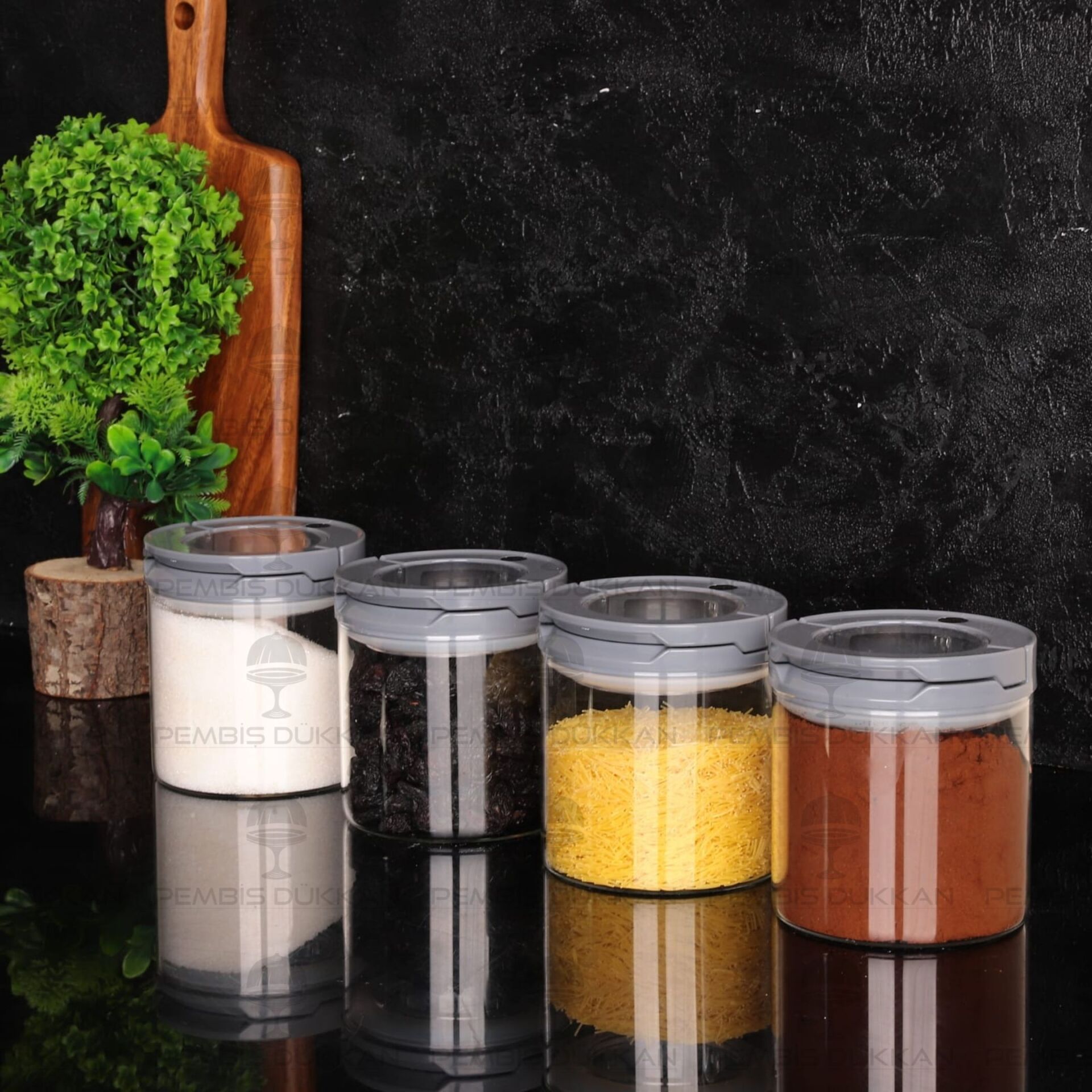 4LÜ GRİ TESORA, 850ML ERZAK KAVANOZ SETİ